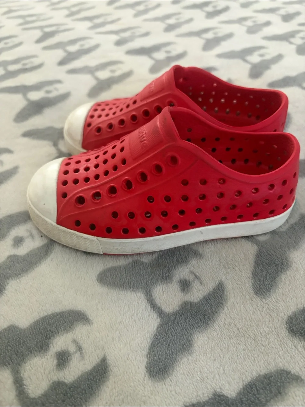 Native Kids Slip-On Water Shoes in Red with White Toe Cap